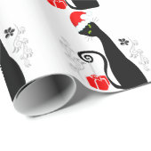 Papier Cadeau Noël moderne Kitty (Coin rond)