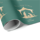 Papier Cadeau Noël moderne Nativité religieuse Mary & Joseph (Coin rond)