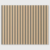 Papier Cadeau Noël Moderne Rayure Bleue Or Blanc (Plat)