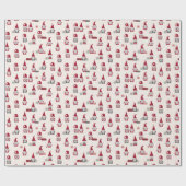 Papier Cadeau Noël moderne Red Cute Père Noël Gnome (Plat)