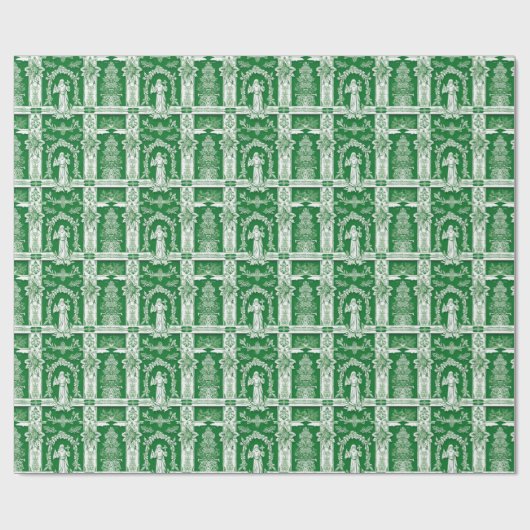 Papier Cadeau Noël moine vert (Plat)