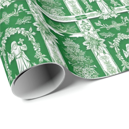 Papier Cadeau Noël moine vert (Coin rond)