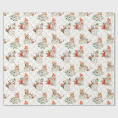 Papier Cadeau Noël motif confortable avec Chats & Fleurs (Plat)