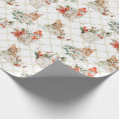 Papier Cadeau Noël motif confortable avec Chats & Fleurs (Coin)