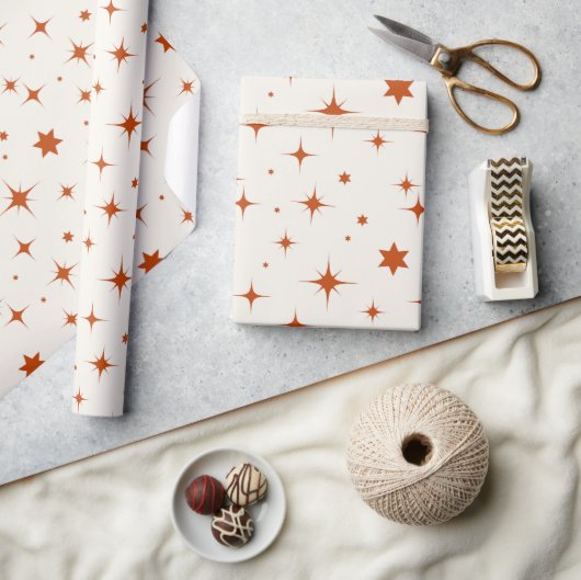 Papier Cadeau Noël Motif étoile en terre cuite moderne (Artisanat)