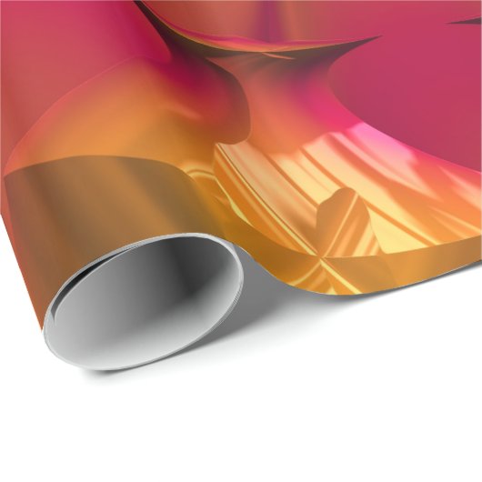 Papier Cadeau NOËL ~ Motif fractal Rouge vert or ~ (Coin rond)