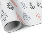 Papier Cadeau Noël Motif Pine Tree (Coin rond)