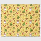 Papier Cadeau Noël Motif traditionnel | jaune (Plat)