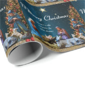 Papier Cadeau Noël Nativité avec citation (Coin rond)
