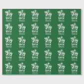 Papier Cadeau Noël Nativité Joie au monde Vert & Blanc (Plat)