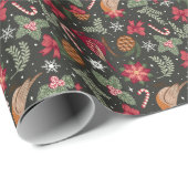 Papier Cadeau Noël naturel Ditsy (Coin rond)