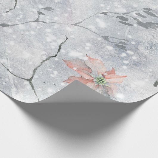 Papier Cadeau Noël naturel Simple Poinsettia Design (Coin)