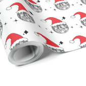 Papier Cadeau Noël Noël à Santa Hat Disco Ball (Coin rond)