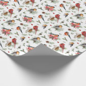 Papier Cadeau Noël Noël Cardinaux rouges Robins (Coin)