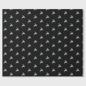 Papier Cadeau Noël noir cerf blanc vacances de rennes (Plat)