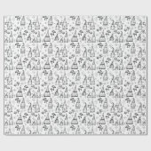 Papier Cadeau Noël noir et blanc Gnome (Plat)