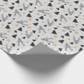 Papier Cadeau Noël noir et blanc moderne (Coin)