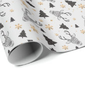 Papier Cadeau Noël noir et blanc moderne (Coin rond)