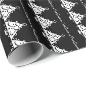 Papier Cadeau Noël noir et blanc Sauvez l'arbre (Coin rond)