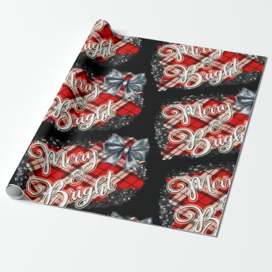 Papier Cadeau Noël noir et rouge (Déroulé)