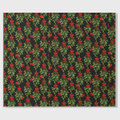 Papier Cadeau noël noir mistletoe joyeux xmas (Plat)