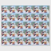 Papier Cadeau Noël noir Père Noël de Labrador (Plat)