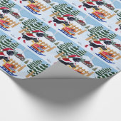 Papier Cadeau Noël noir Père Noël de Labrador (Coin)