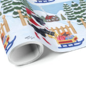 Papier Cadeau Noël noir Père Noël de Labrador (Coin rond)