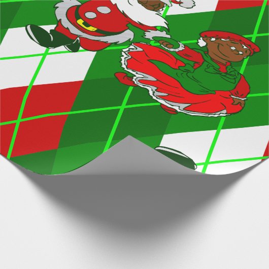 Papier Cadeau Noël noir père Noël femme plaid (Coin)