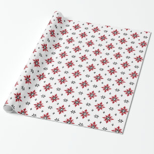 Papier Cadeau Noël noir, rouge et blanc