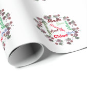 Papier Cadeau Noël nom de famille personnalisée (Coin rond)