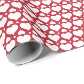 Papier Cadeau Noël nordique aux coeurs rouges et blancs (Coin rond)