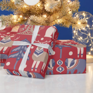 Papier Cadeau Noël nordique cerf scandinave