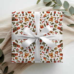 Papier Cadeau Noël Nostalgique de Conte de Fées Intemporel