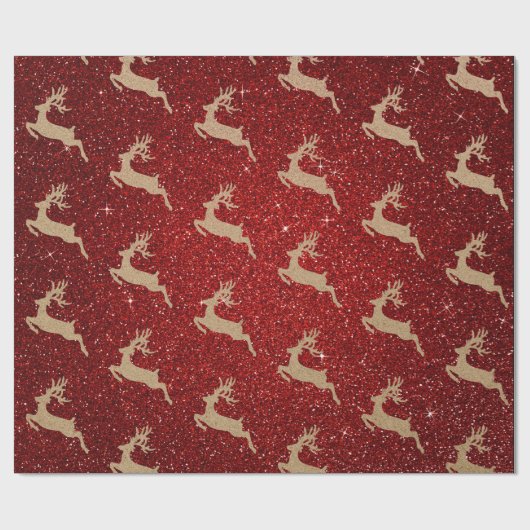 Papier Cadeau Noël Nouvel An Carton Cerf Parties scintillant rou (Plat)
