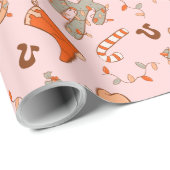 Papier Cadeau Noël occidental rétro (Coin rond)