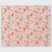 Papier Cadeau Noël occidental rétro (Plat)