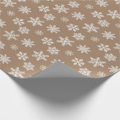 Papier Cadeau Noël or brun blanc blanc mignon flocon motif (Coin)