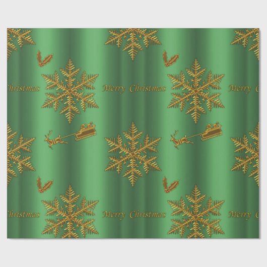Papier Cadeau Noël or et vert (Plat)