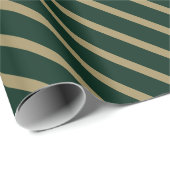 Papier Cadeau Noel or vert foncé oblique motif des rayures (Coin rond)