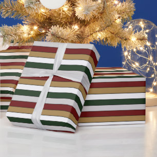 Papier Cadeau Noël Or Vert Rouge Argent Et Blancs