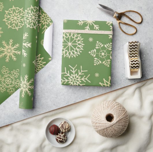 Papier Cadeau Noël Ornate Gold Snowflake Motif (Artisanat)