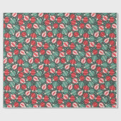 Papier Cadeau Noël Ornement Baubles Rouge Vert (Plat)