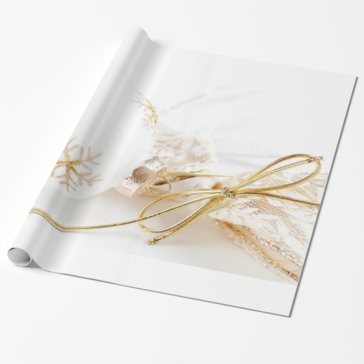 Papier Cadeau Noël ornemente les parties scintillantes blanches (Déroulé)