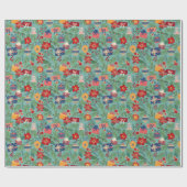 Papier Cadeau Noël Ornements et cadeaux (Plat)