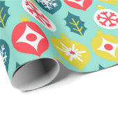 Papier Cadeau Noël Ornements Motif Gite Cadeau (Coin rond)