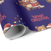 papier cadeau Noël ours mignons (Coin rond)