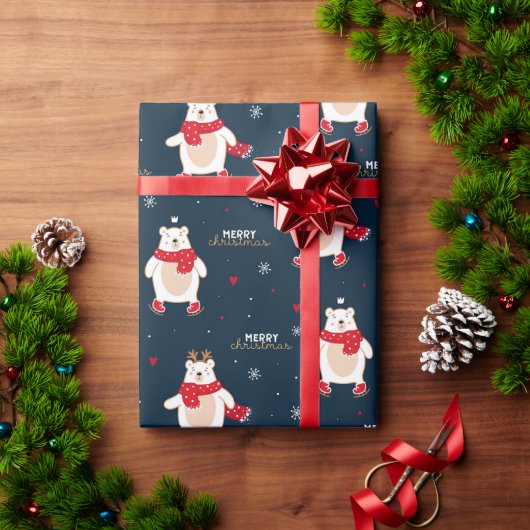 Papier Cadeau Noël ours polaire (Cadeau de vacances)