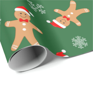 Papier Cadeau Noël pain d'épices Hommes Flammes de neige Noël