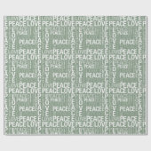 Papier Cadeau Noël Paix Amour Blanc Vert (Plat)